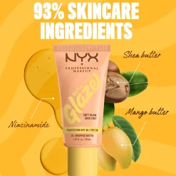 NYX Professional Makeup Buttermelt Glaze Soft Glow Skin Tint + SPF/FPS 30 Foundation (Various Shades)