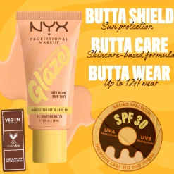 NYX Professional Makeup Buttermelt Glaze Soft Glow Skin Tint + SPF/FPS 30 Foundation (Various Shades)