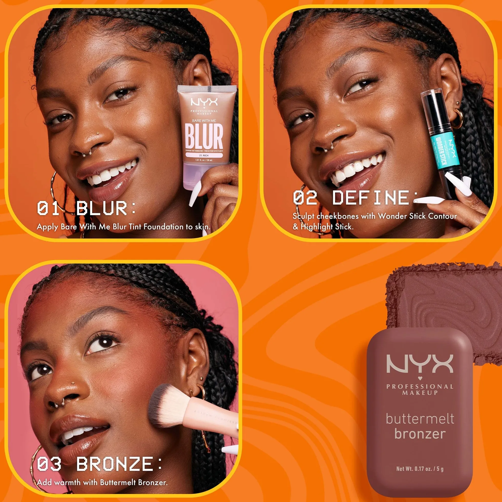 NYX Professional Makeup Buttermelt Powder Bronzer 12H Wear Fade & Transfer Resistant (Various Shades)