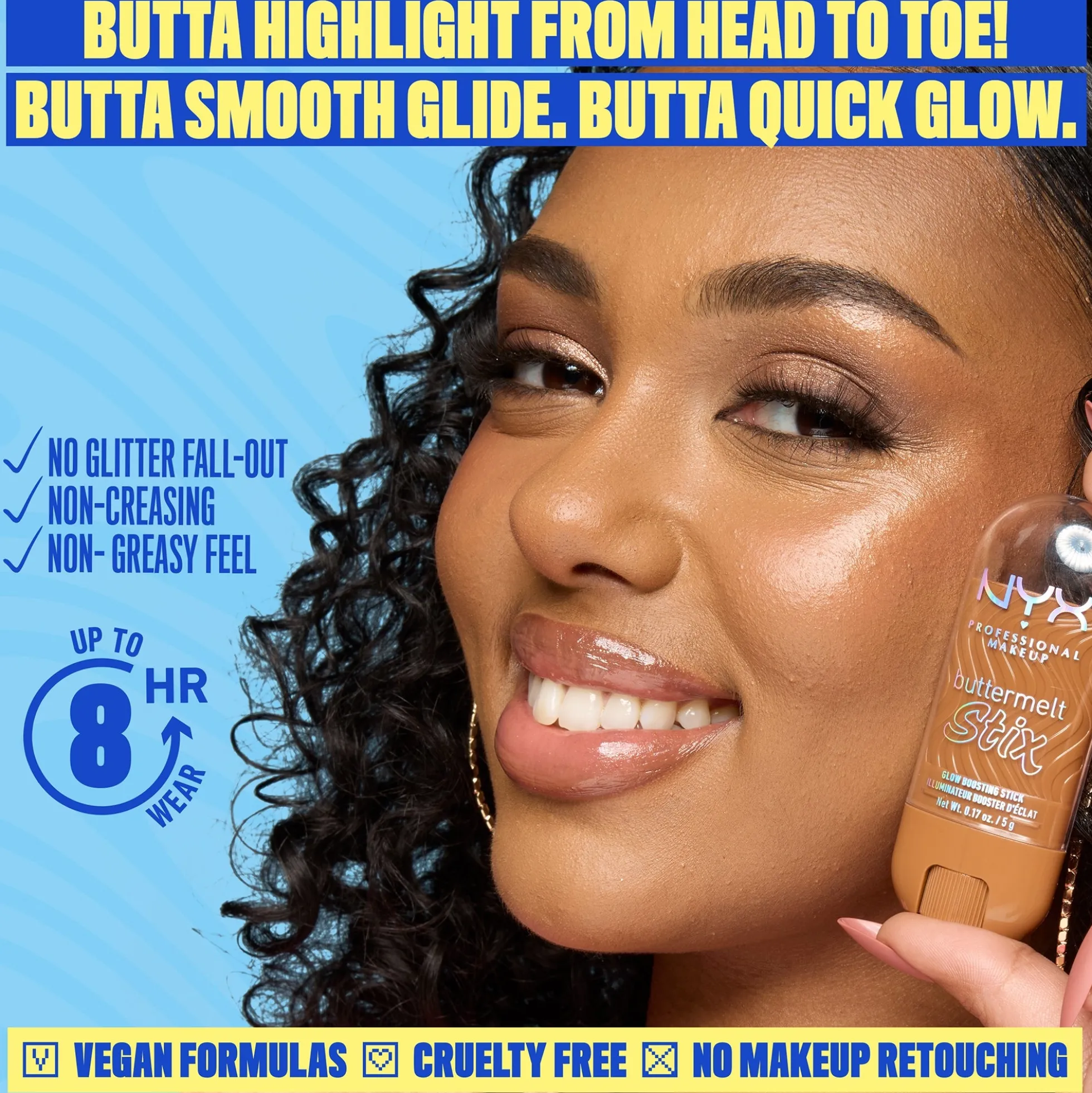 NYX Professional Makeup Buttermelt Stix, Glow Boosting Stix, up to 8 HR wear 5g (Various Shades)