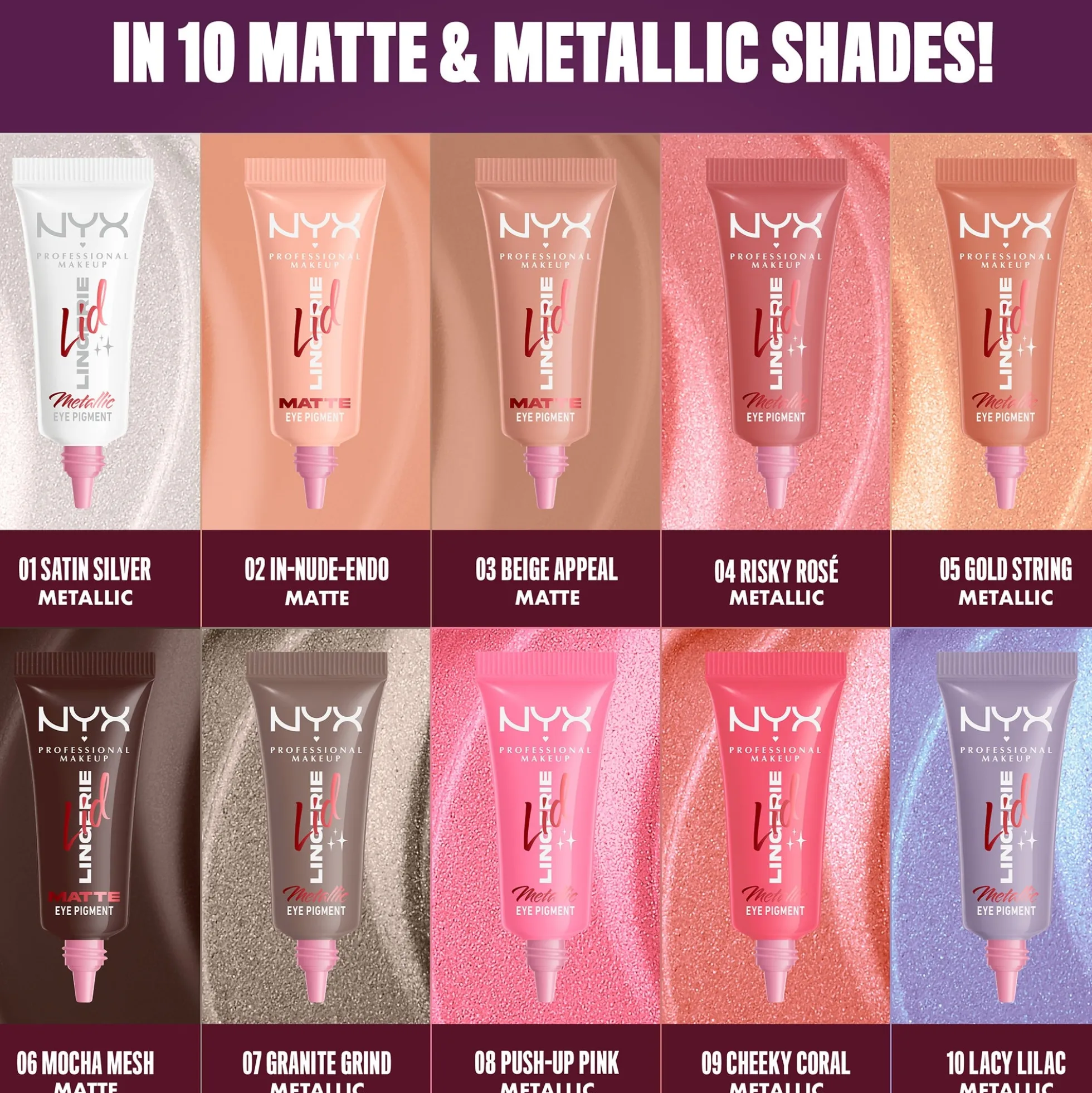 NYX Professional Makeup Lid Lingerie Cream Eye Pigment 6ml (Various Shades)