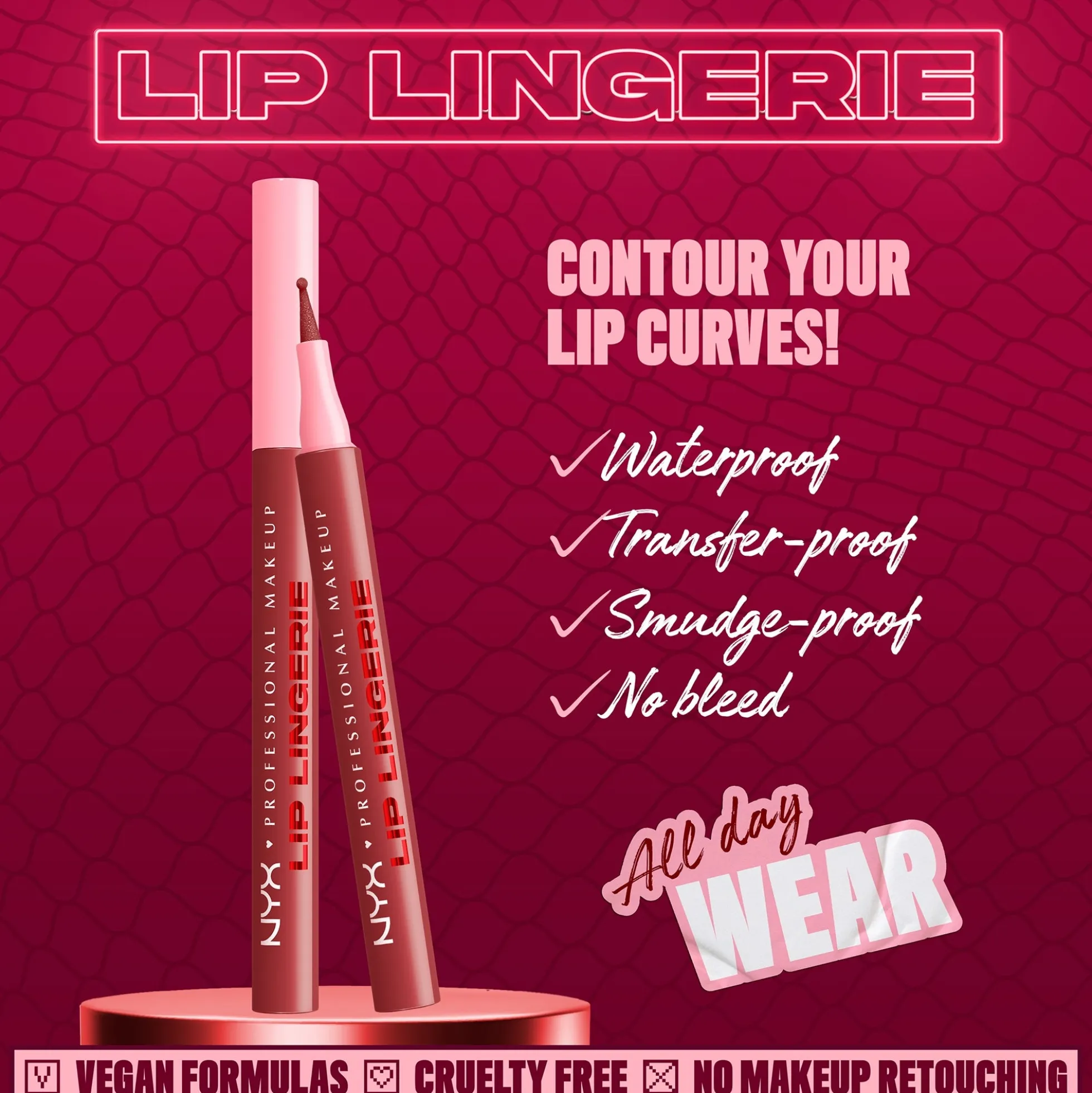 NYX Professional Makeup Lip Lingerie Lip Liner Stain, Seamless All Day Stain (Various Shades)