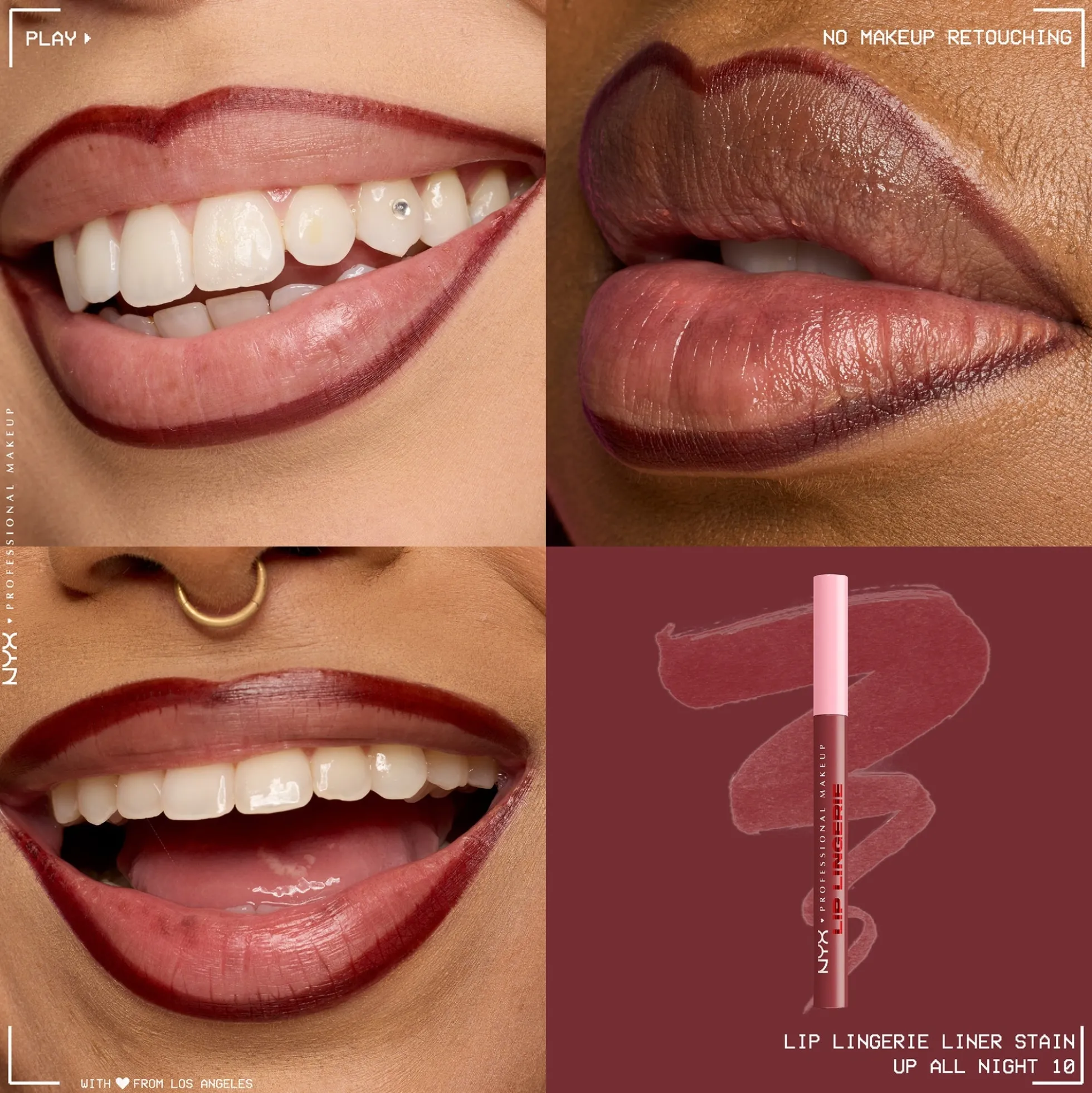 NYX Professional Makeup Lip Lingerie Lip Liner Stain, Seamless All Day Stain (Various Shades)
