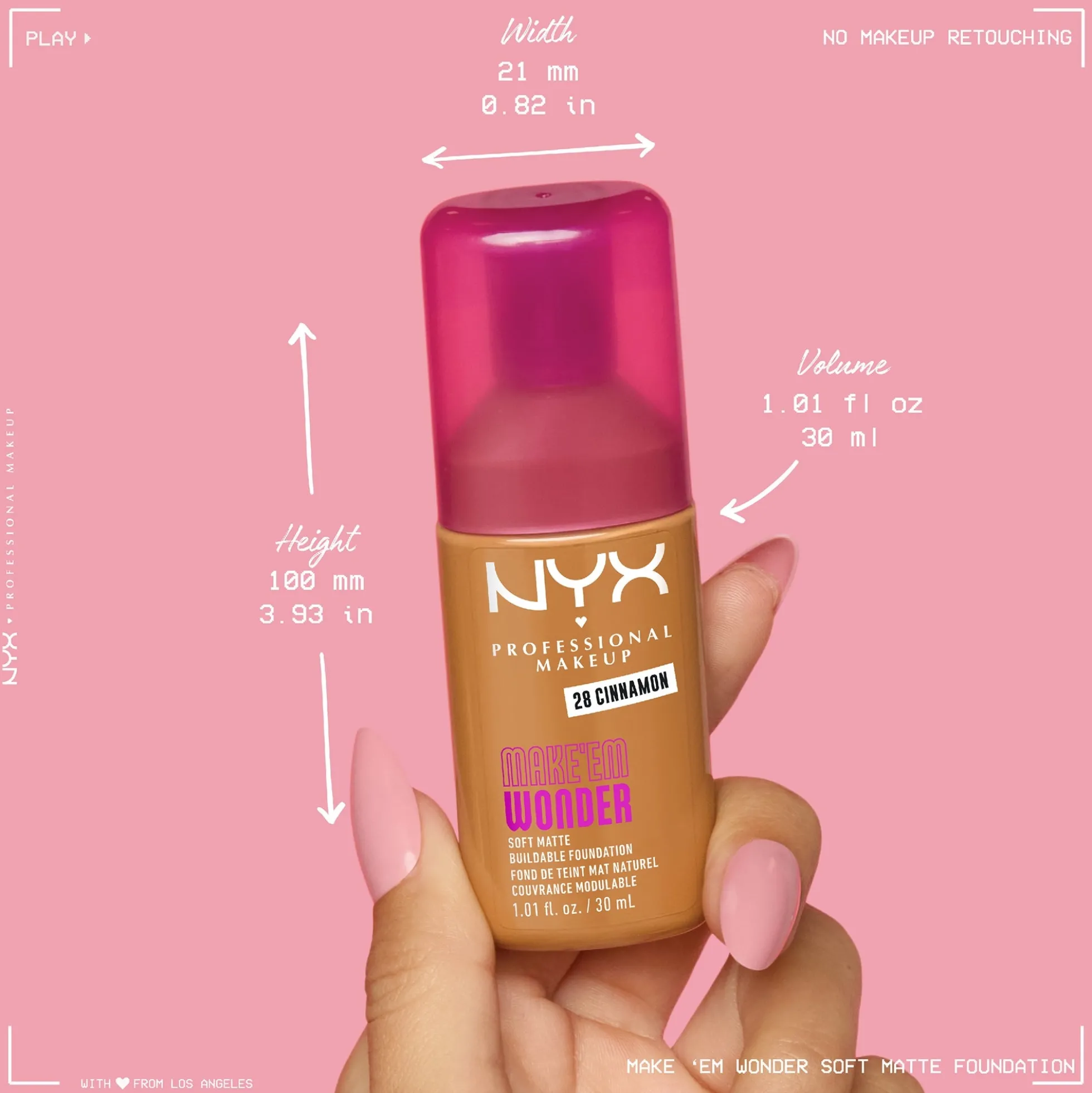 NYX Professional Makeup Make 'EM Wonder, 24H Soft Matte Foundation, Undetectable Finish,