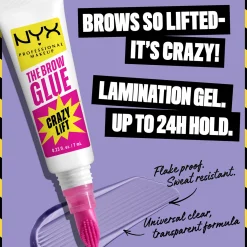 NYX Professional Makeup The Brow Glue Crazy Lift, Brow Lamination Gel- Transparent