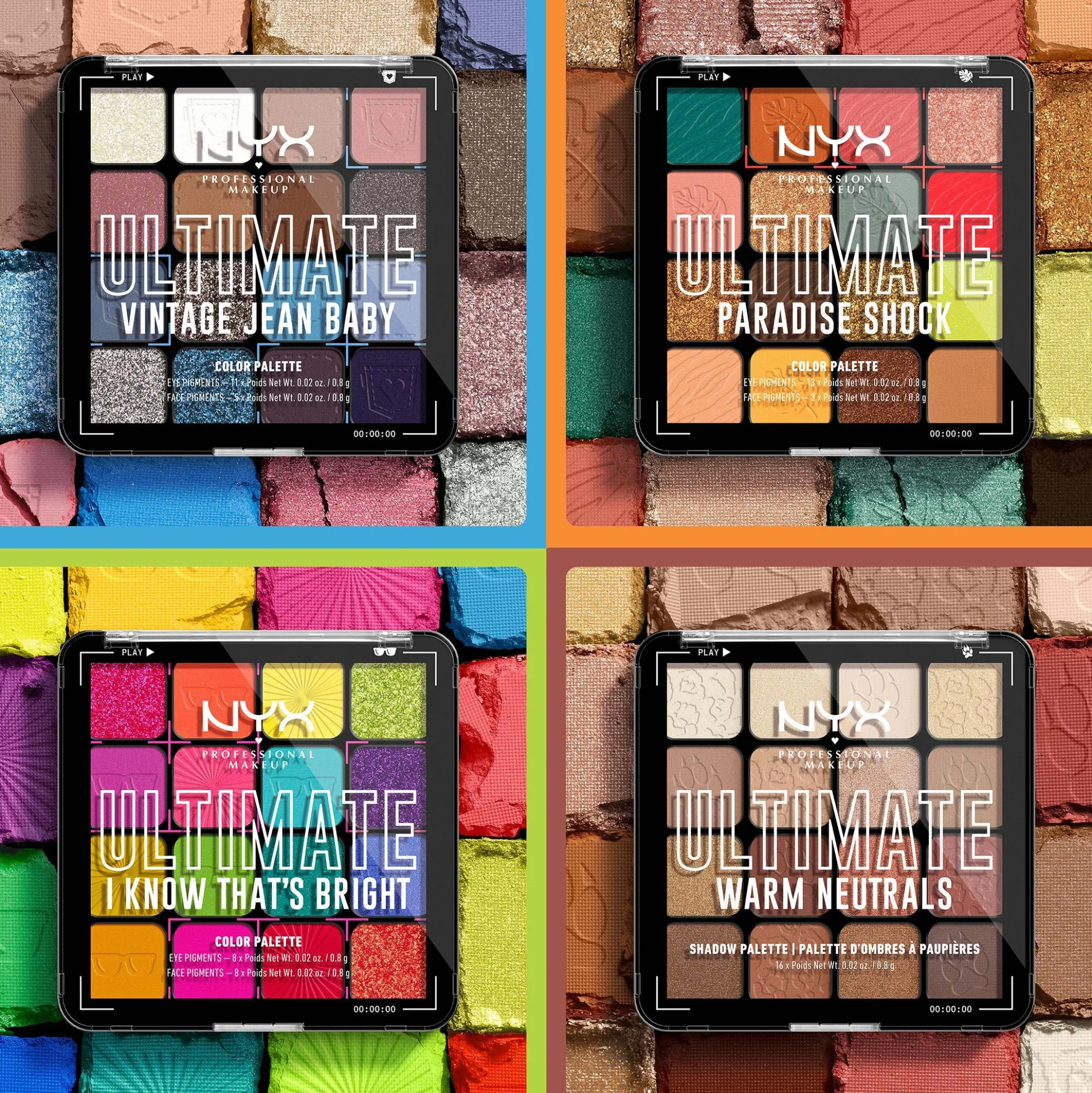 NYX Professional Makeup Ultimate Shadow Palette Vegan 16-Pan - Warm Neutrals