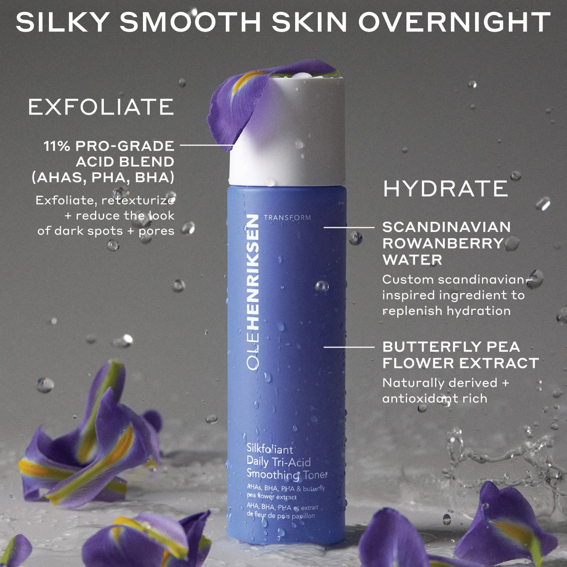 OLE HENRIKSEN Silkfoliant Daily Tri-Acid Smoothing Toner with Mandelic Acid 120ml