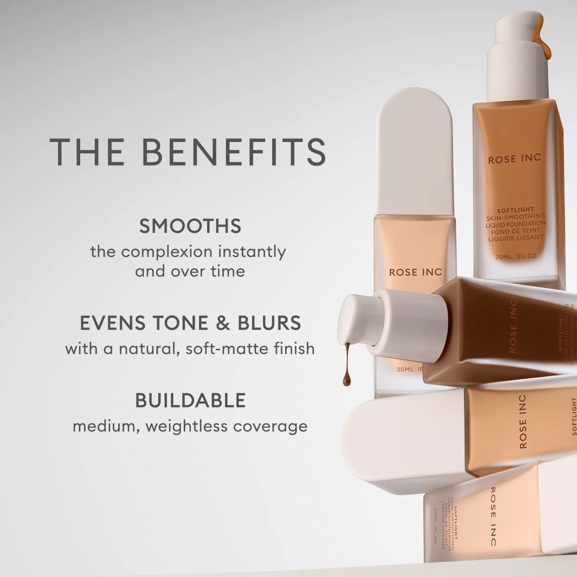 ROSE INC Softlight Skin-Smoothing Liquid Foundation 30ml (Various Shades)