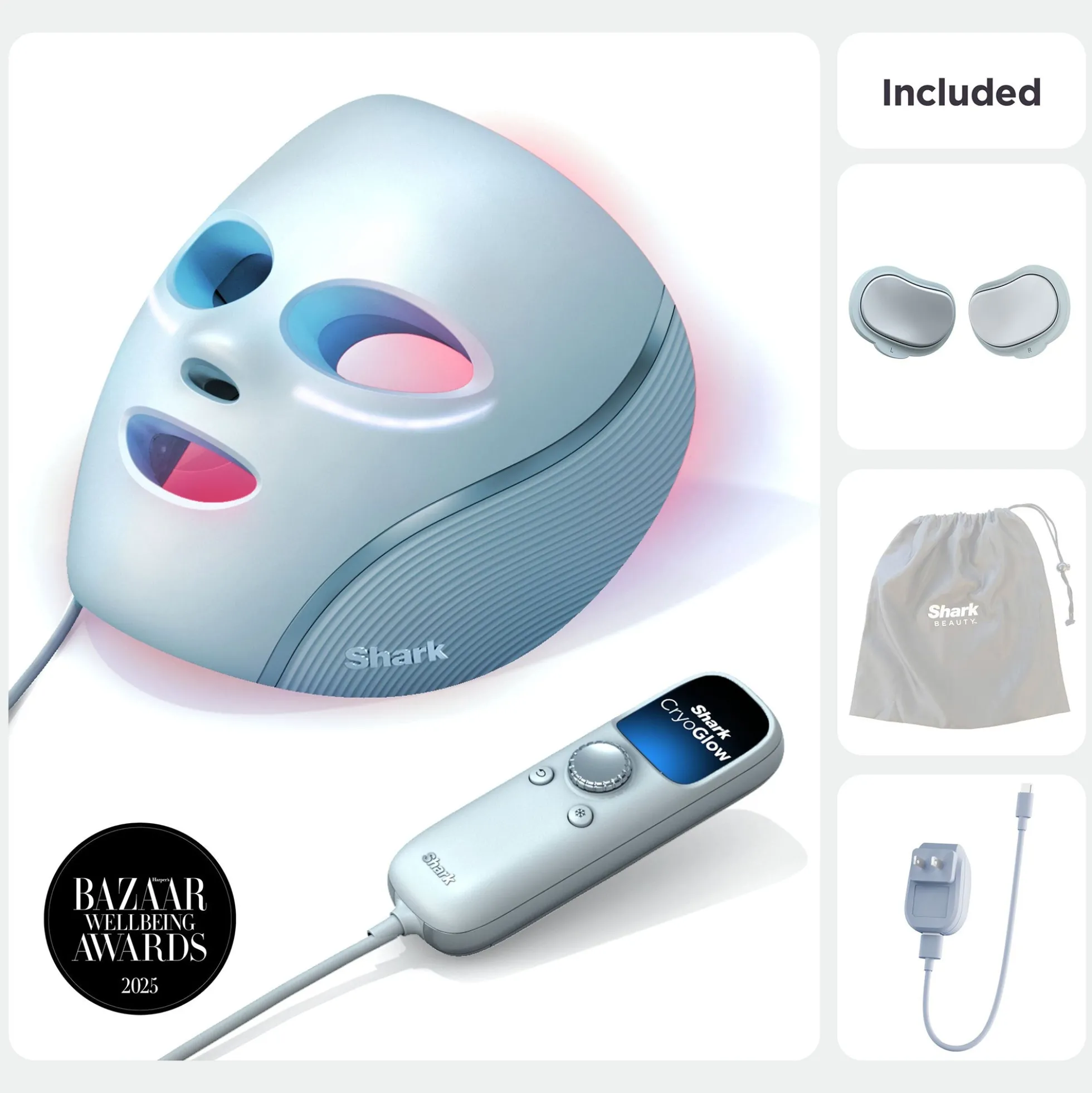 Shark Beauty CryoGlow Under-Eye Cooling and LED Anti-Ageing and Blemish Repair Mask - Blue Frost