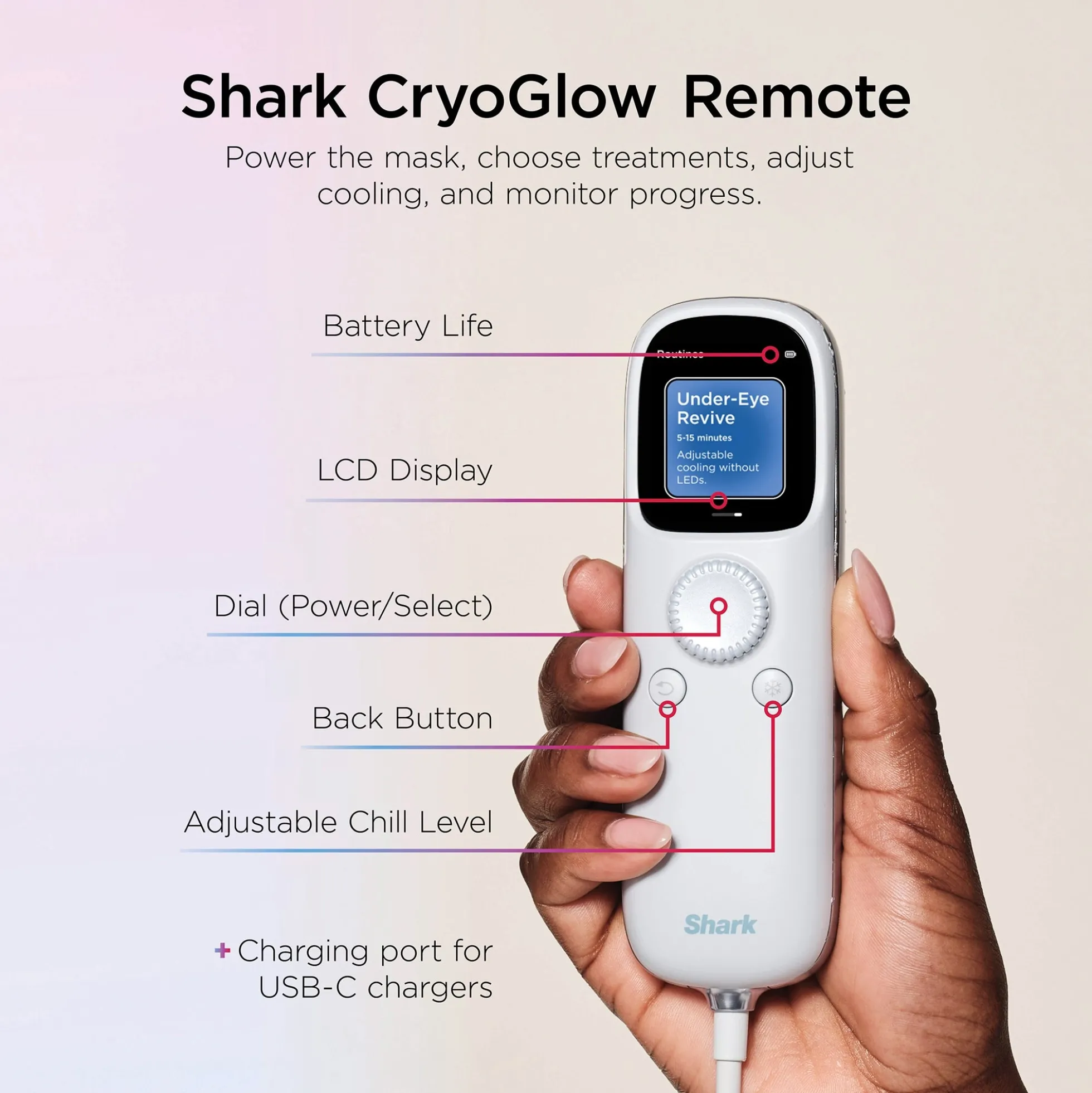 Shark Beauty CryoGlow Under-Eye Cooling and LED Anti-Ageing and Blemish Repair Mask - Blue Frost