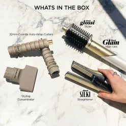 Shark Glam 4-in-1 Hot Tool Air Styling + Drying System Gold- For Straight, Wavy and Bouncy Styles