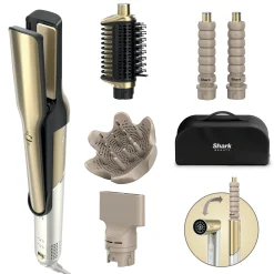 Shark Glam 5-in-1 Hot Tool Air Styling + Drying System Gold - For Straight, Sleek, Wavy and Bouncy Styles