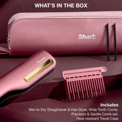 Shark SilkiPro Straight Hair Straightener + Dryer in One Tool - Rose Petal