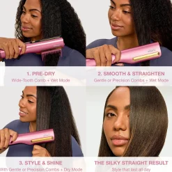Shark SilkiPro Straight Hair Straightener + Dryer in One Tool - Rose Petal
