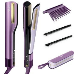 Shark SilkiPro Straight Hair Straightener + Dryer in One Tool - Plum Satin