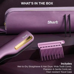 Shark SilkiPro Straight Hair Straightener + Dryer in One Tool - Plum Satin