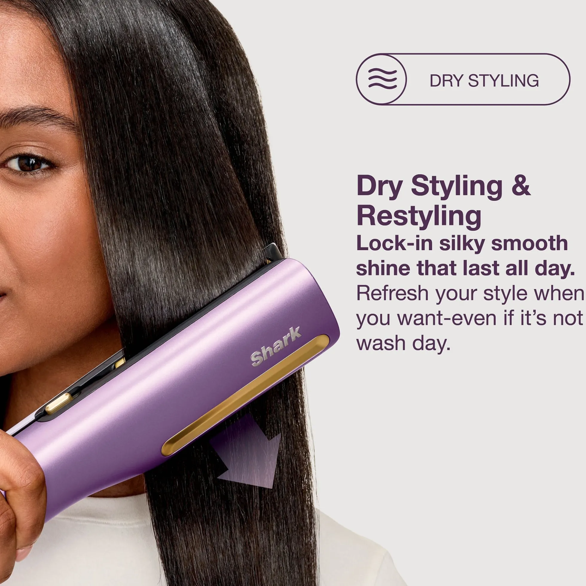 Shark SilkiPro Straight Hair Straightener + Dryer in One Tool - Plum Satin