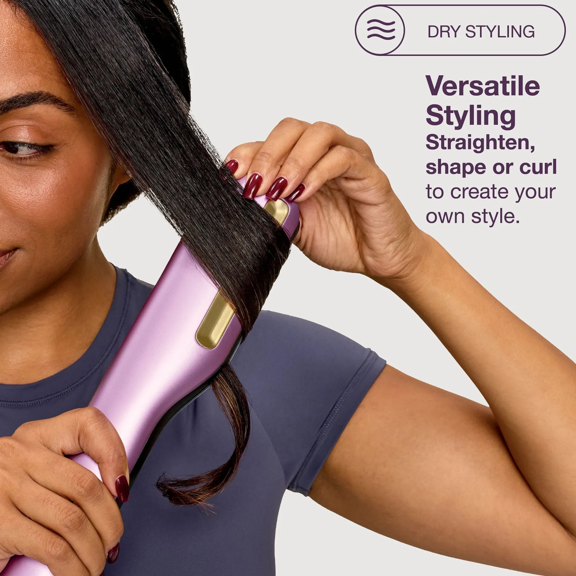 Shark SilkiPro Straight Hair Straightener + Dryer in One Tool - Plum Satin