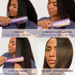 Shark SilkiPro Straight Hair Straightener + Dryer in One Tool - Plum Satin