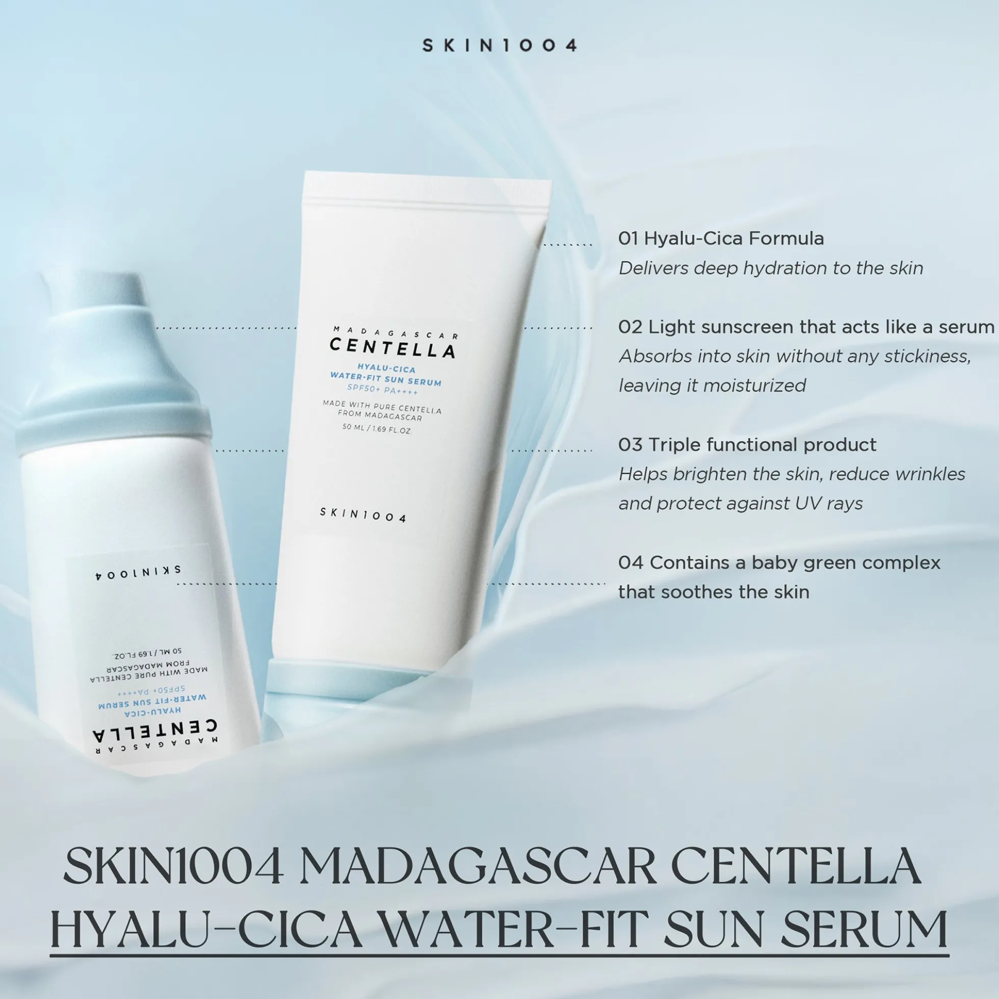 Skin1004 Madagascar Centella Hyalu-Cica Water-Fit Sun Serum SPF50+ PA++++ 50ml