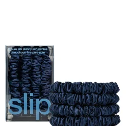slip pure silk skinny scrunchies - navy