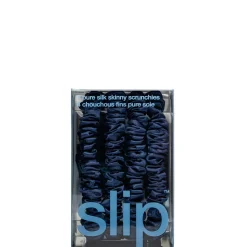 slip pure silk skinny scrunchies - navy