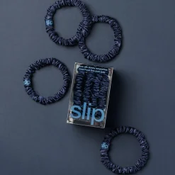 slip pure silk skinny scrunchies - navy