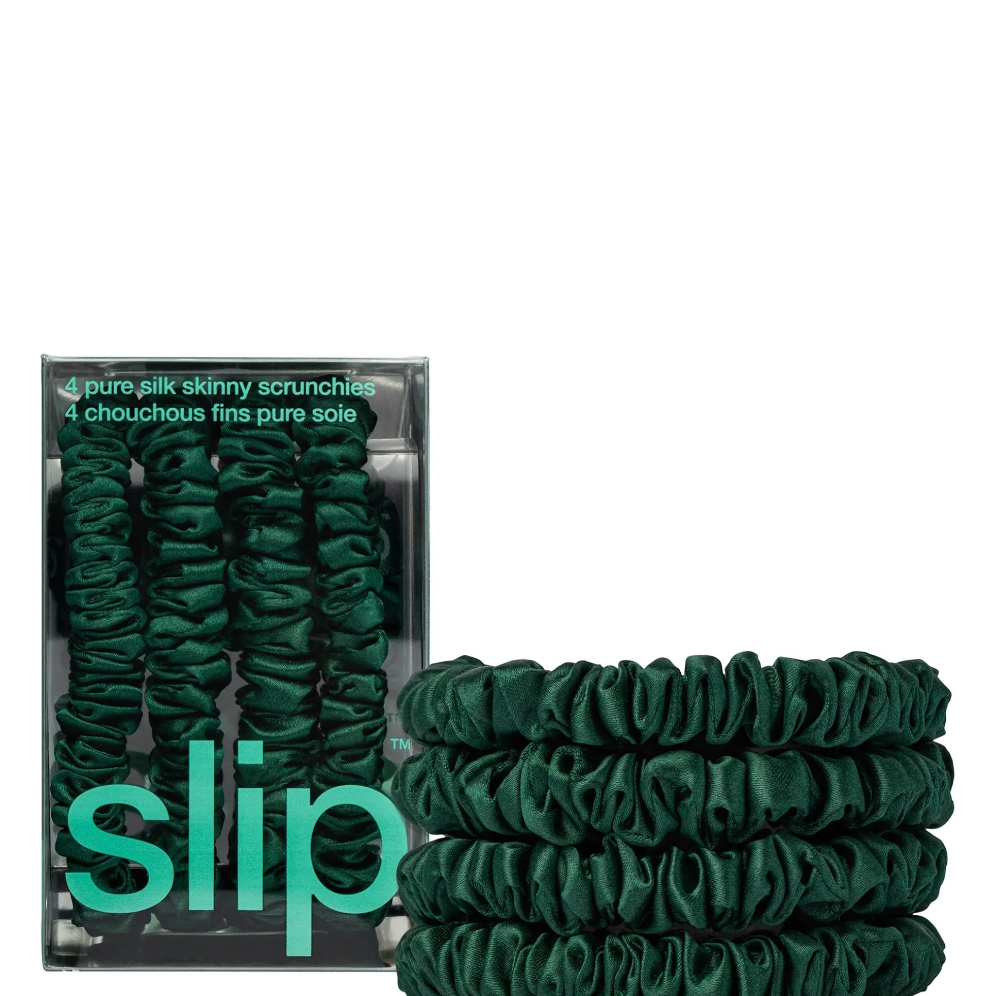 slip pure silk skinny scrunchies - forest