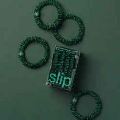 slip pure silk skinny scrunchies - forest