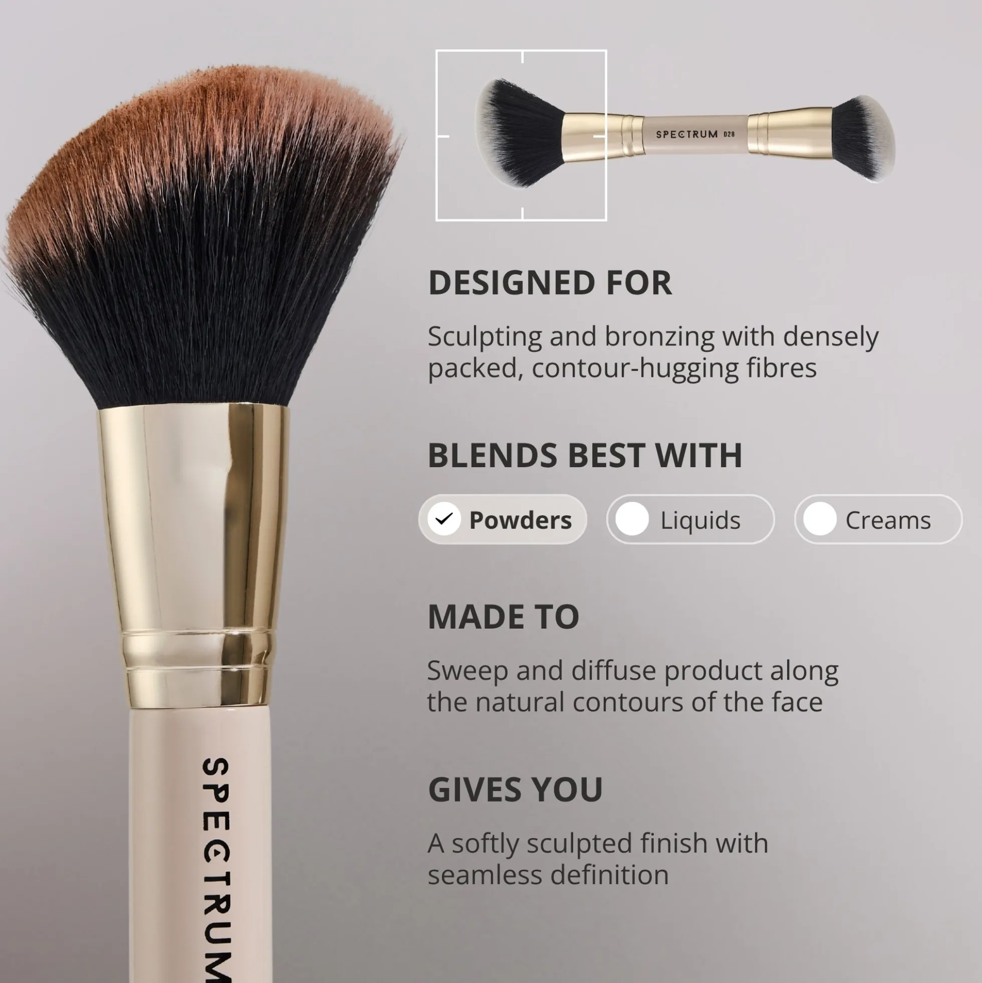 Spectrum Collections Dual Ended D28 'The Complexion' Bronzer and Base Brush