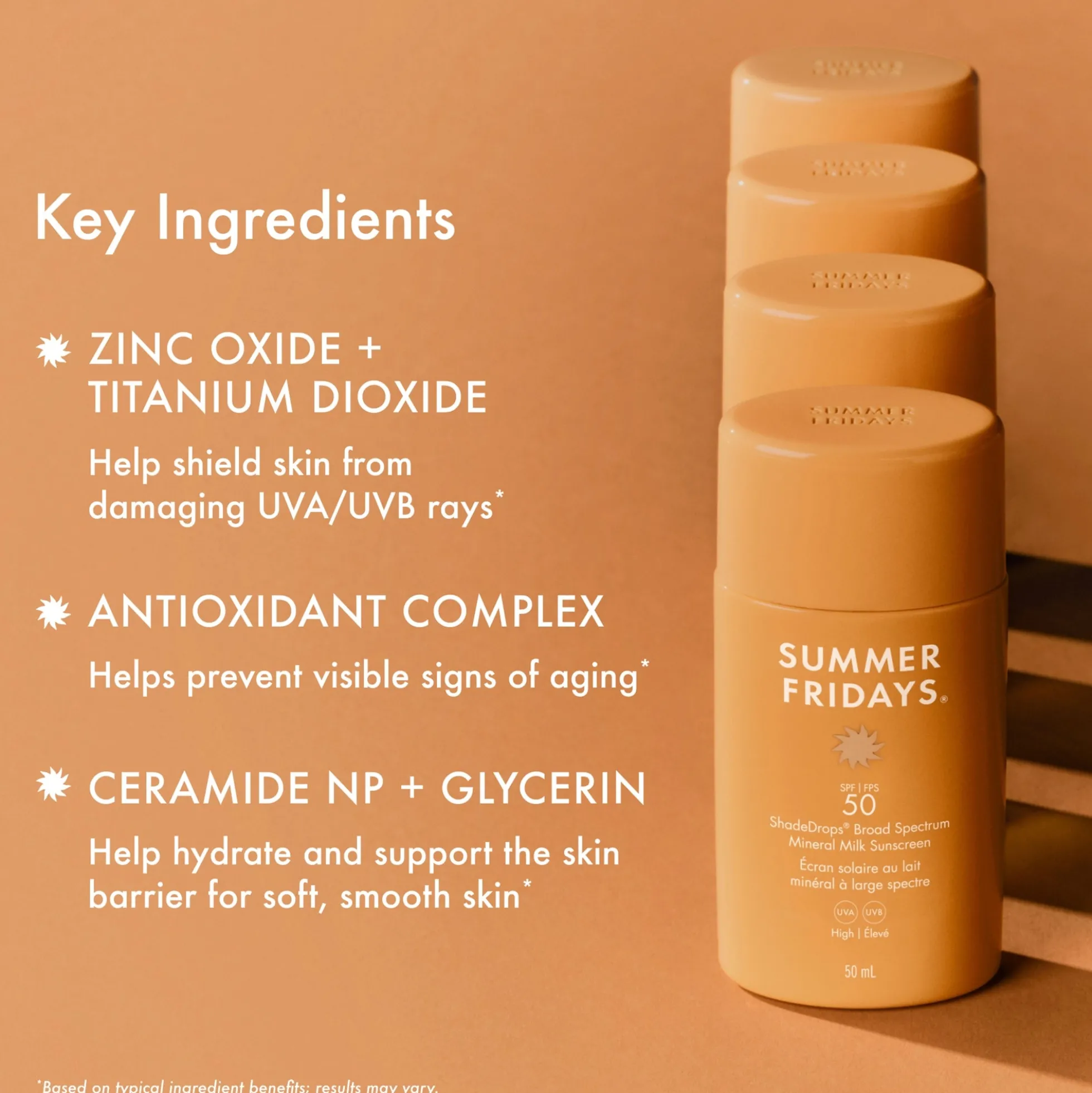 Summer Fridays ShadeDrops Broad Spectrum SPF 50 Mineral Milk Sunscreen