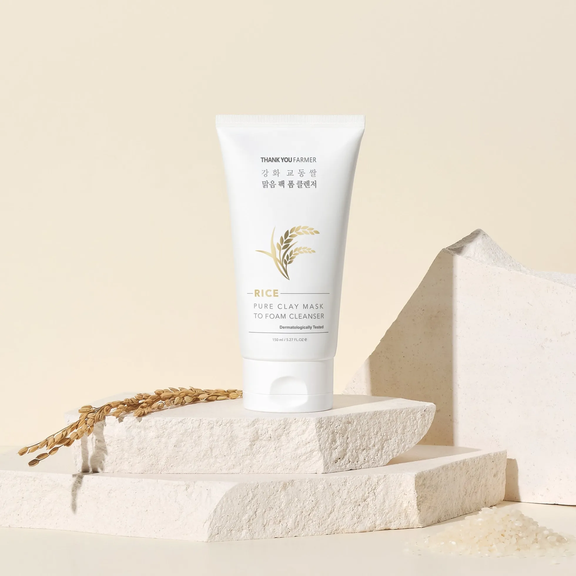 Thank You Farmer Rice Pure Clay Mask to Foam Cleanser 150ml