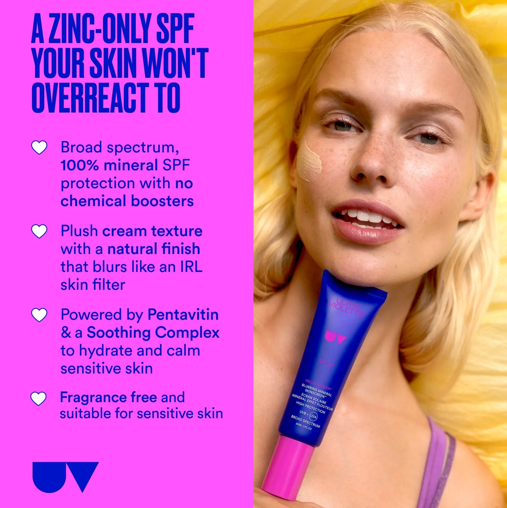 Ultra Violette Velvet Screen SPF 40 Blurring Mineral SKINSCREEN™ 50ml
